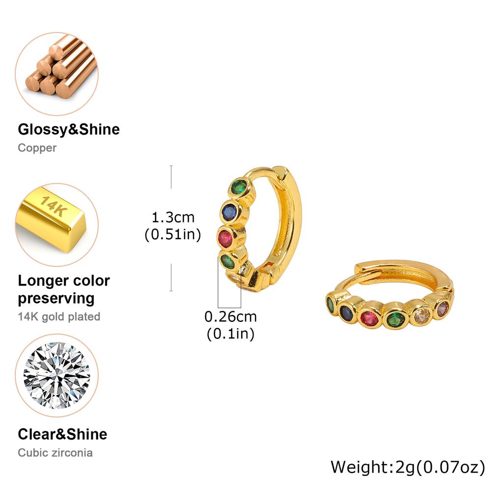 Colored Zircon Earrings for Women Girls,Luxury Minimal Crystal Hoop Earrings,Small Huggie Ear Rings Piercing Jewelry