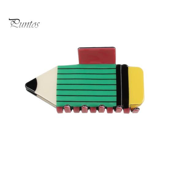 

Заколка-карандаш с рисунком подсолнуха в полоску, заколка для волос с защитой от скольжения, заколка для волос с зубцами, аксессуар для волос «Назад в школу» зелёный