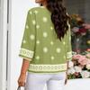 Ladies' Casual Retro Loose Bohemian Printed 3/4 Sleeve Shirt Top