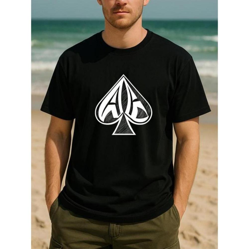 

European Sizes The Ace of Spades Card Element Print Is Suitable for Daily and Home Wear, Men s Wear, and Is Ideal for Outdoor Sports XXXXXL чорний