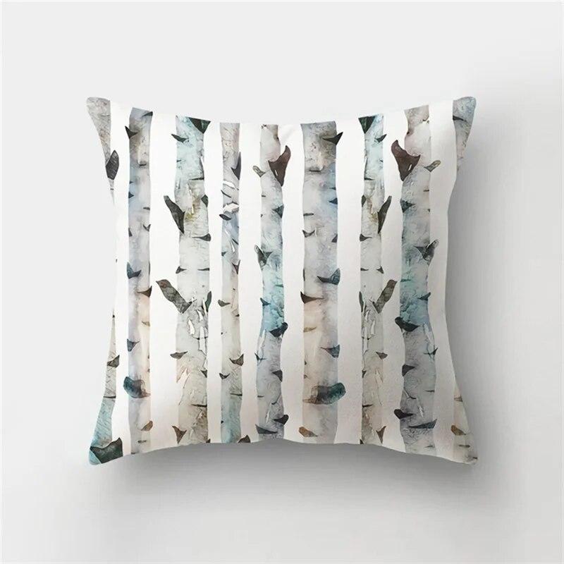 Simple Leaf Plant Yellow Flower Print Pattern Cushion Cover Home Living Room Sofa Decoration Pillow Pillow Cover 45X45CM