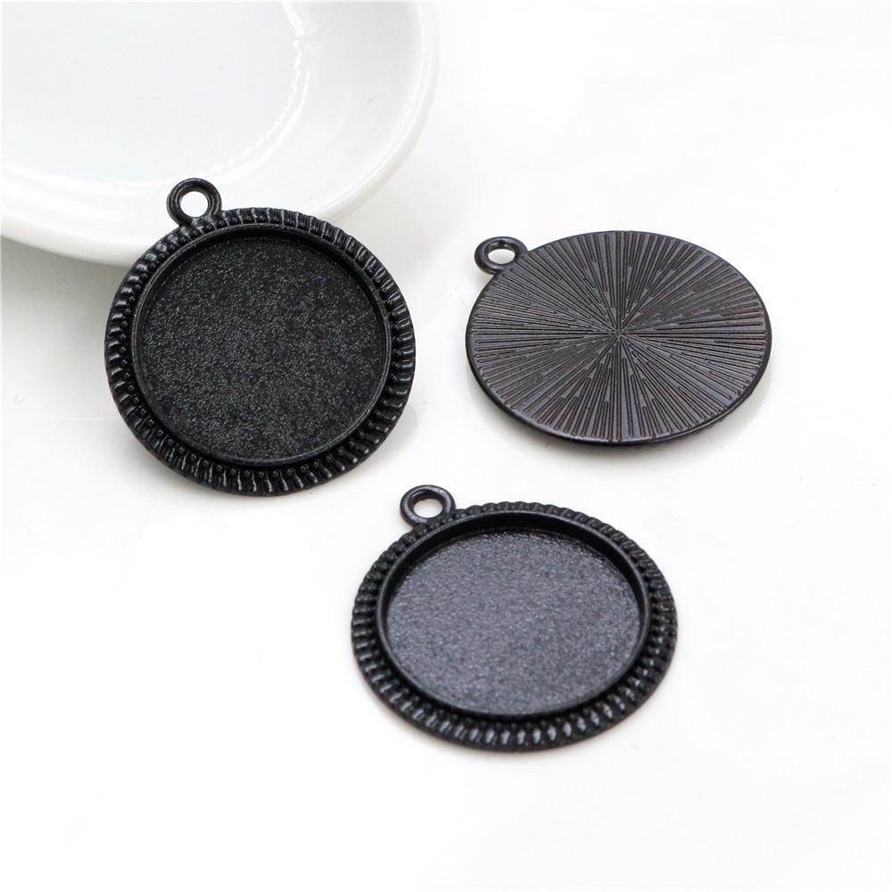10 pièces Taille intérieure 20 mm Plaqué Argent Antique et Bronze et Rhodium et Noir Style Classique Cabochon Base Support Breloques Pendentif