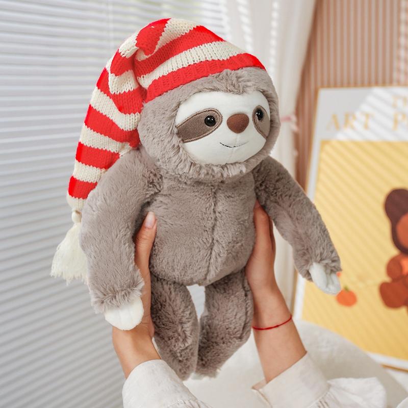 Adorable Sloth Plush Playthings Gentle Animal Stuffed Plush sloth Featuring Cap DollsToy Birth Date Xmas Present toy