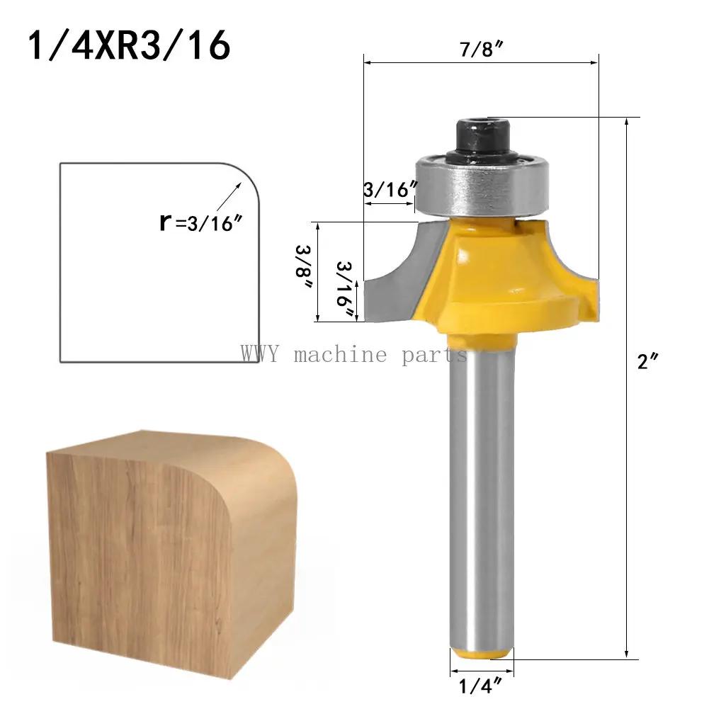 Woodworking Milling Cutter Set Of 4 Pieces Round Corner Cutter Trimming Machine Tool Head Woodworking Chamfer Milling Cutter Set