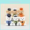 Cute Brown And White Plush Police Bear Keychain Adorable Cartoon Bear Doll For Bags
