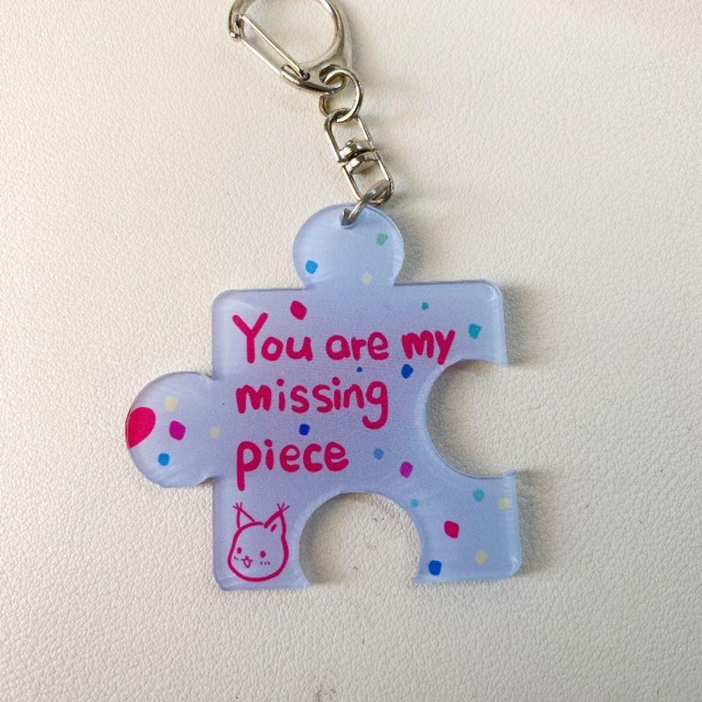 "You Are My Missing Piece" Acrylic Puzzle Text Keychain Multicolour  Versatile   Woman