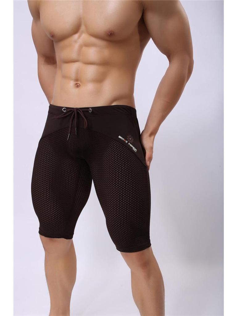 BRAVE PERSON Men's Mid-Length Sports Swim Trunks