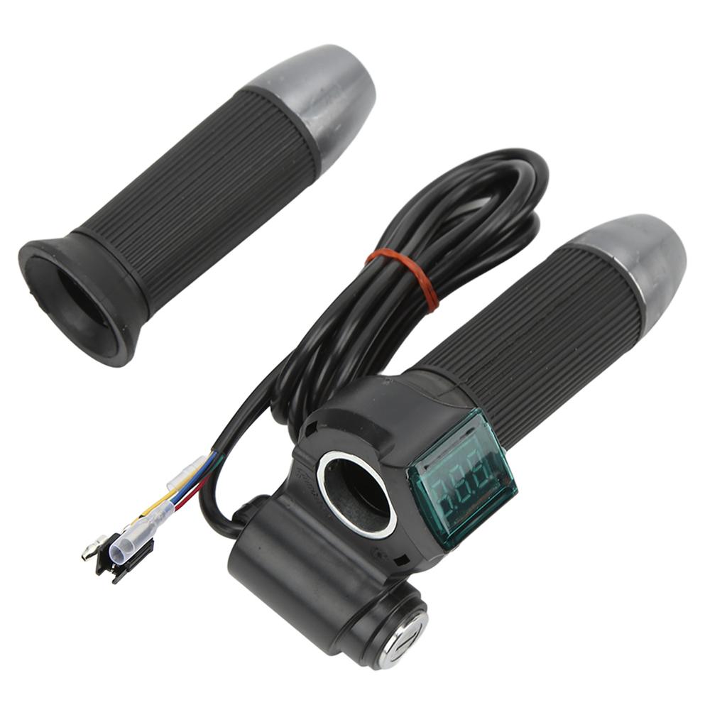 E-Bike Lenker Gasgriff Drehgriff Kunststoff Drehgasgriff Gashebel Griff mit Display Grünem Bildschirm