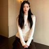 High-End Korean Style Lace Trim Ruffle Hem Top