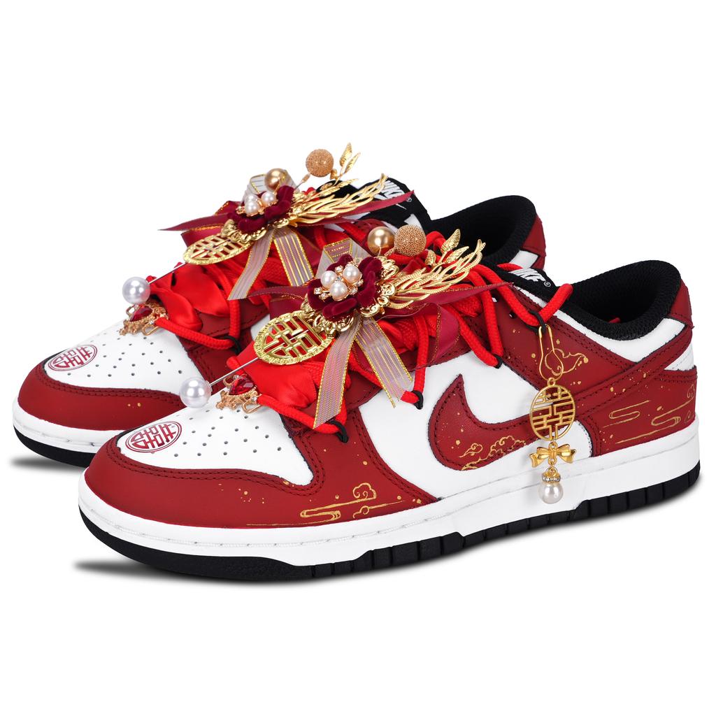 Nike Dunk Black White, Long Xiangshi Abrasion Resistant Abrasion Resistant Low top Skateboard Shoes Unisex Red DD1391-100(Team971-)