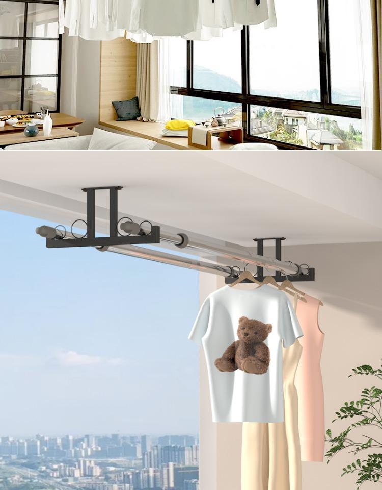 Retractable No-Drill 304 Stainless Steel Balcony Clothes Drying Rack Pole