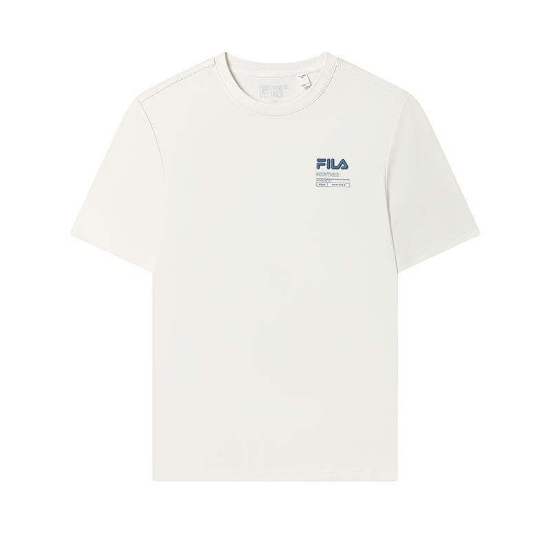 Fila Heritage Fashion Casual Classic Soft Lightweight Breathable Short Sleeve T-Shirt Men Tops Cloud-Mushroom-White F11M538121FWT