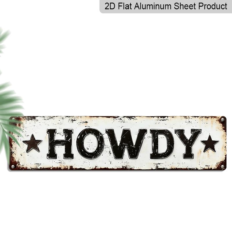 

2D Flat, 1pc Vintage HOWDY Metal Wall Sign - Rustic Aluminum Farmhouse Decor with Distressed Typography & Star Accents, 15.7×3.94inch Indoor/Outdoor 40cm x 10cm