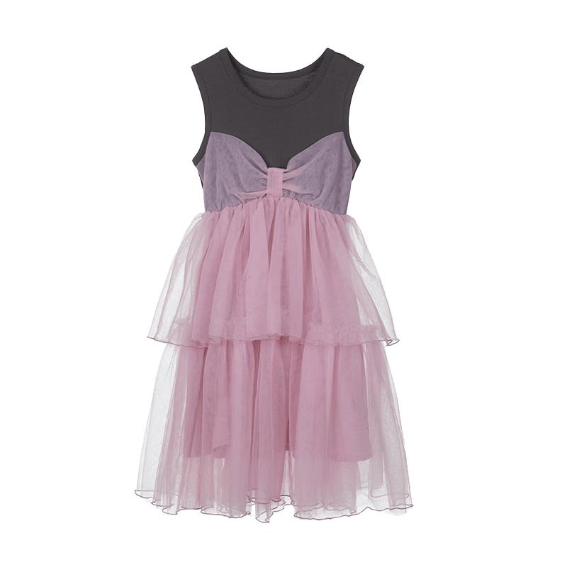 Fu Luomi Girls  Summer Mesh Splice Sleeveless Dress 150
