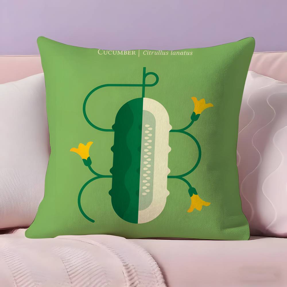 Vegetable Lovely Simple Pillow Case Anti-dustmite Pillowcase Invisible zipper silky short plush Sofa cushion cover