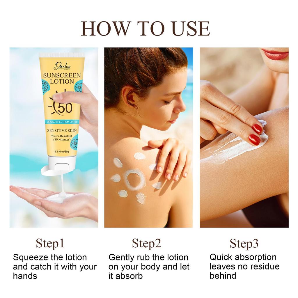 SPF 50 Sunscreen Lotion - Water-Resistant & Sweat-Proof, Weightless & Refreshing Feel,60g
