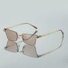 Randlose Cat-Eye-Sonnenbrille Damen Stilvoll Vintage Farbverlauf Mehrfarbiges Glas Ins Trendige Luxusmarke Designer Sonnenbrille
