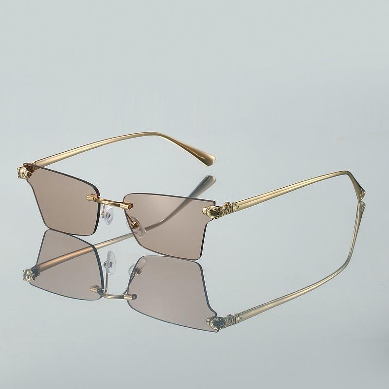 Randlose Cat-Eye-Sonnenbrille Damen Stilvoll Vintage Farbverlauf Mehrfarbiges Glas Ins Trendige Luxusmarke Designer Sonnenbrille