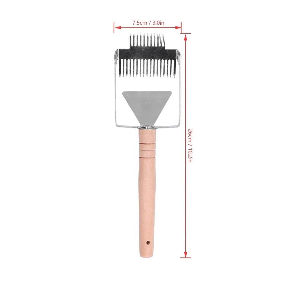 Stainless Steel Honey Scraper Tool Wooden Handle Uncapping Fork Scraper Apiary Supplies Wooden Handle