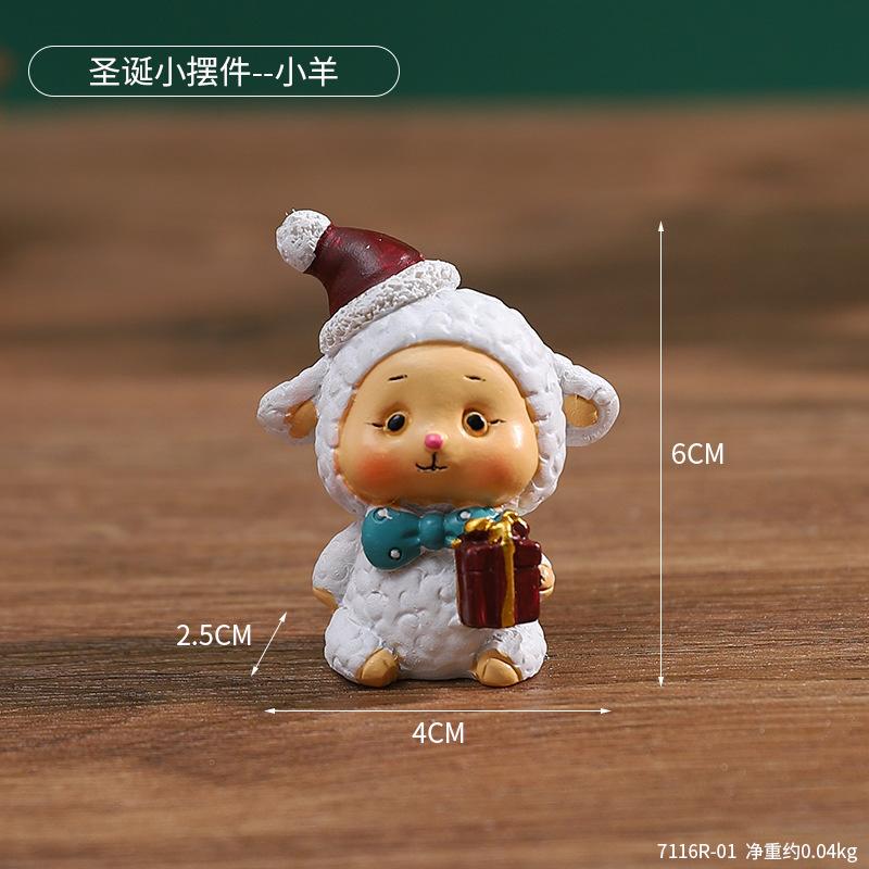 Christmas Mini Resin Figurines Christmas Decorations Ornament Desktop Cute Santa Clause Snowman Elk Ornament Navidad Xmas Decor