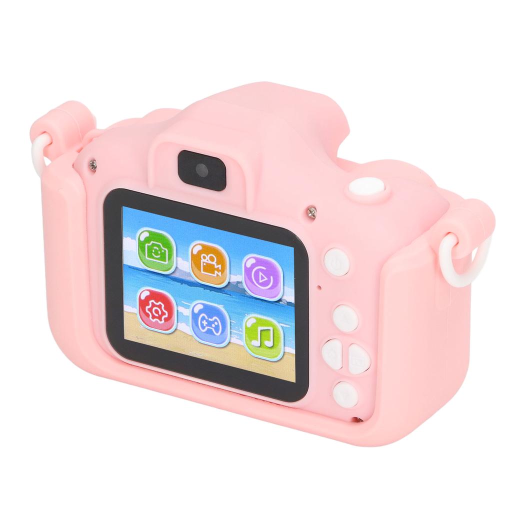 Kids Camera 20MP Pink Cartoon Style Video Recording Easy Operation Child Camera for Photo Game Outdoor