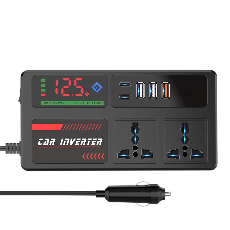 

USB/PD/Type-C Зарядные устройства 12В/24В Автомобильные USB порты для зарядки Автомобильный инвертор питания 200 Вт Автомобильные адаптеры с вилкой с ЖК-дисплеем Аксессуары для салона автомобиля