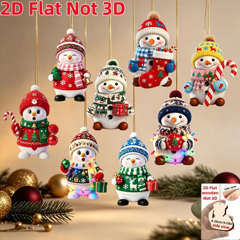 6/8 Adet Vintage Ahşap Noel Baba 2D Düz Noel Ağacı Süsleri Sevimli Yılbaşı Asılı Süsler Kış Ev Partisi Malzemeleri