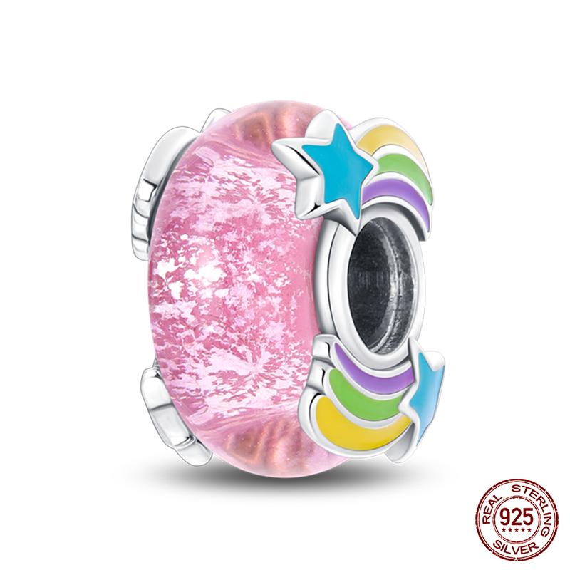 Fashion Copper Colorful Flower Feather Ocean Luminous Glass Charms Beads Fit Qikaola Original Bracelets Diy Jewelry