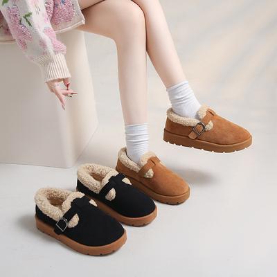 Winter Pelzschuhe Damen Retro-Stil Dicke Sohle Gepolstert Verdickte Schneestiefel Mode Rutschfest Vielseitig Gutaussehende Schuhe
