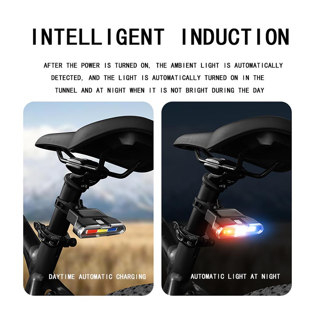 Solar-powered Bicycle Rear Light for Night Riding Intelligent Light-controlled Warning Light for Mountain Bikes and Children's Balance Bikes with