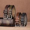 Retro New Belt Men'S First Layer Cowhide Whole Leather Versatile Tree Paste Leather Needle Buckle Belt Middle-Aged And Young Men'S Belt