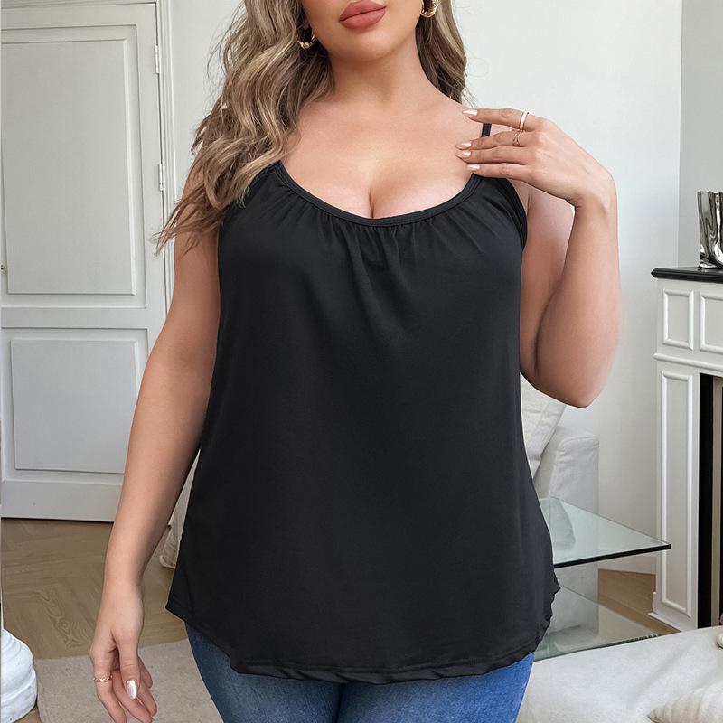 Top Regata Modal Feminino Plus Size Franzido com Bojo – Camisola Base Sem Fio