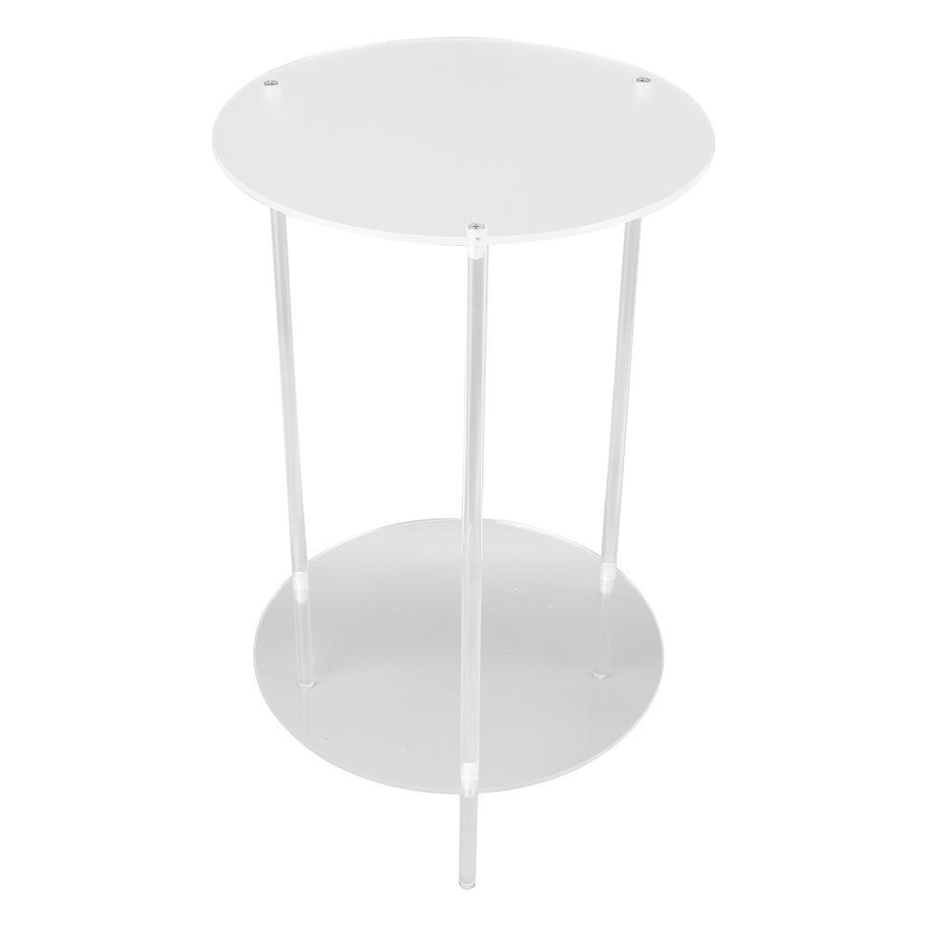 Clear Acrylic Side Table 2 Tier Round Top Nightstand Small Modern End Table for Living Room Bedroom