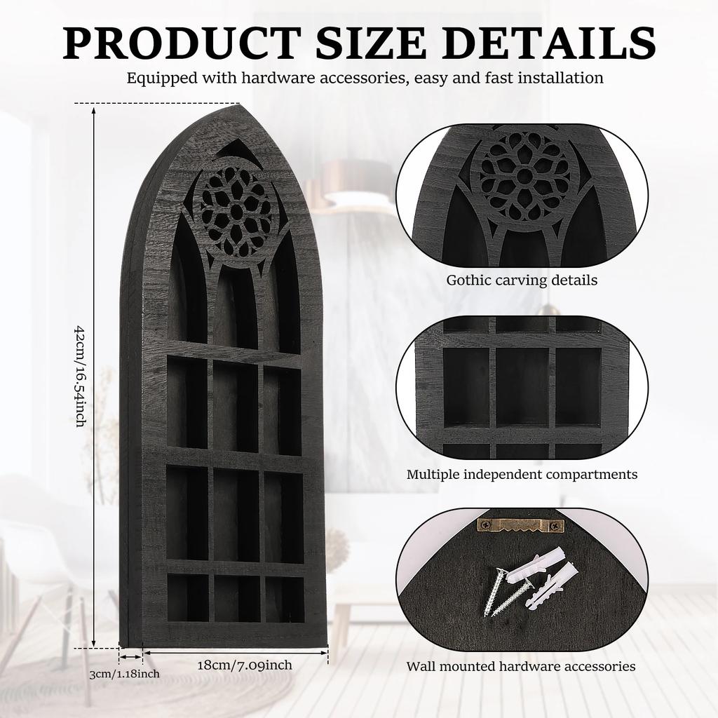 Wall Mounted Crystal Display Shelf Wooden Floating Shelves Gothic Bohemian Crystal Wall Holders for Home Living Room Decorative