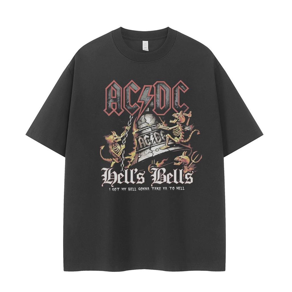 Vintage American Street Vintage Punk Męski i Damski Luźny Bawełniany T-shirt z Okrągłym Dekoltem Rock z Krótkim Rękawem