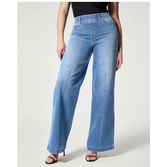 

Однотонні жіночі повсякденні, модні, вільні, злегка еластичні та зручні джинсові брюки прямого крою із середньою посадкою XL світло-синій колір