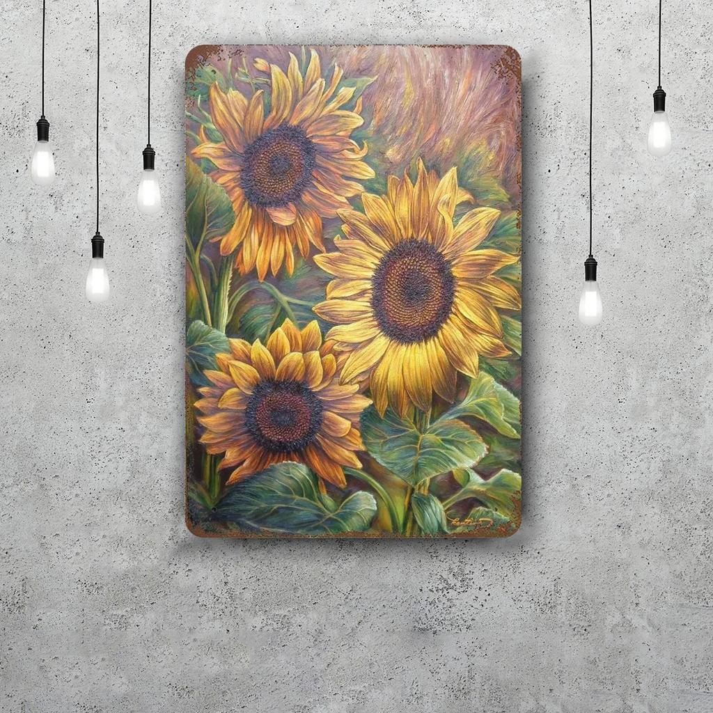 Sunflower Vintage Tin Sign Home Decor Wall Decor Art Wall Mural Room Decoration Decor Retro Metal Sign Plate Bar Posters