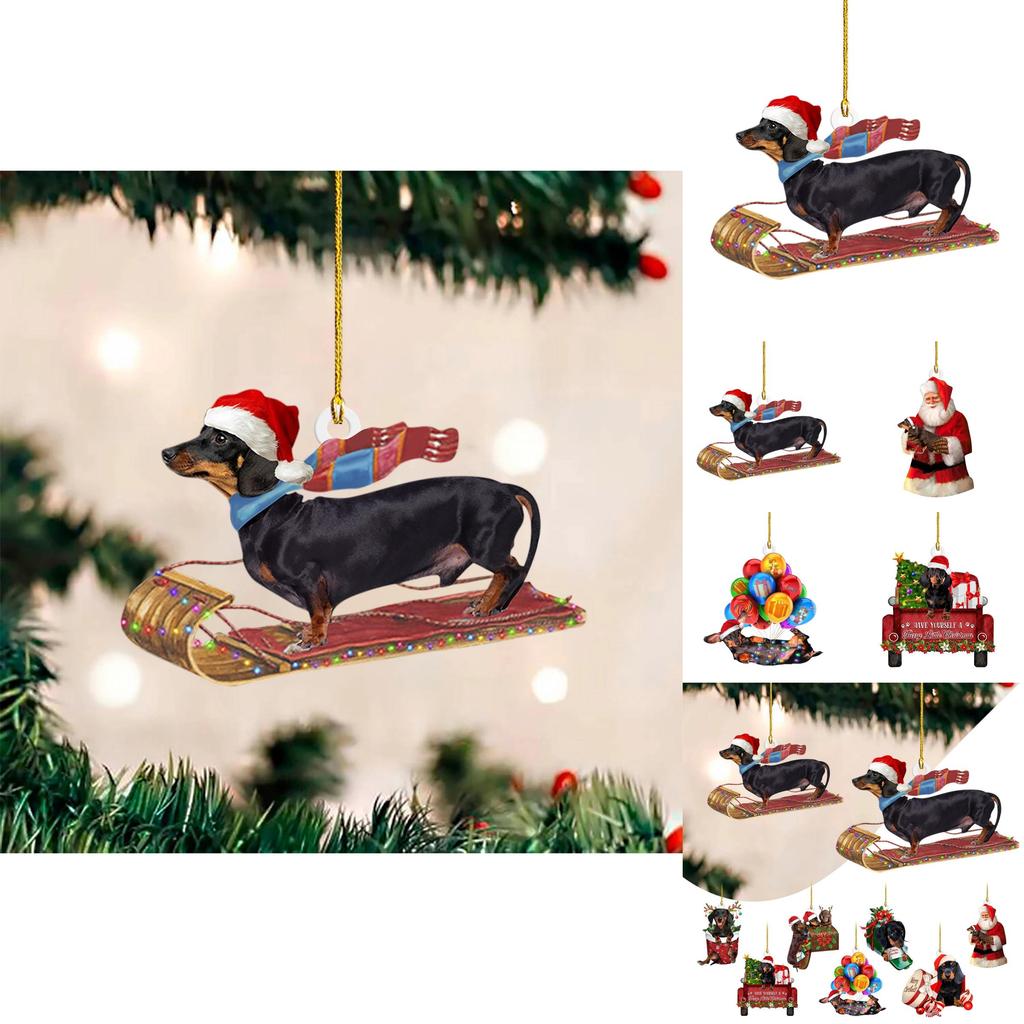 Adorable 2023 Christmas Dachshund Series Acrylic Car Interior Decorations Set