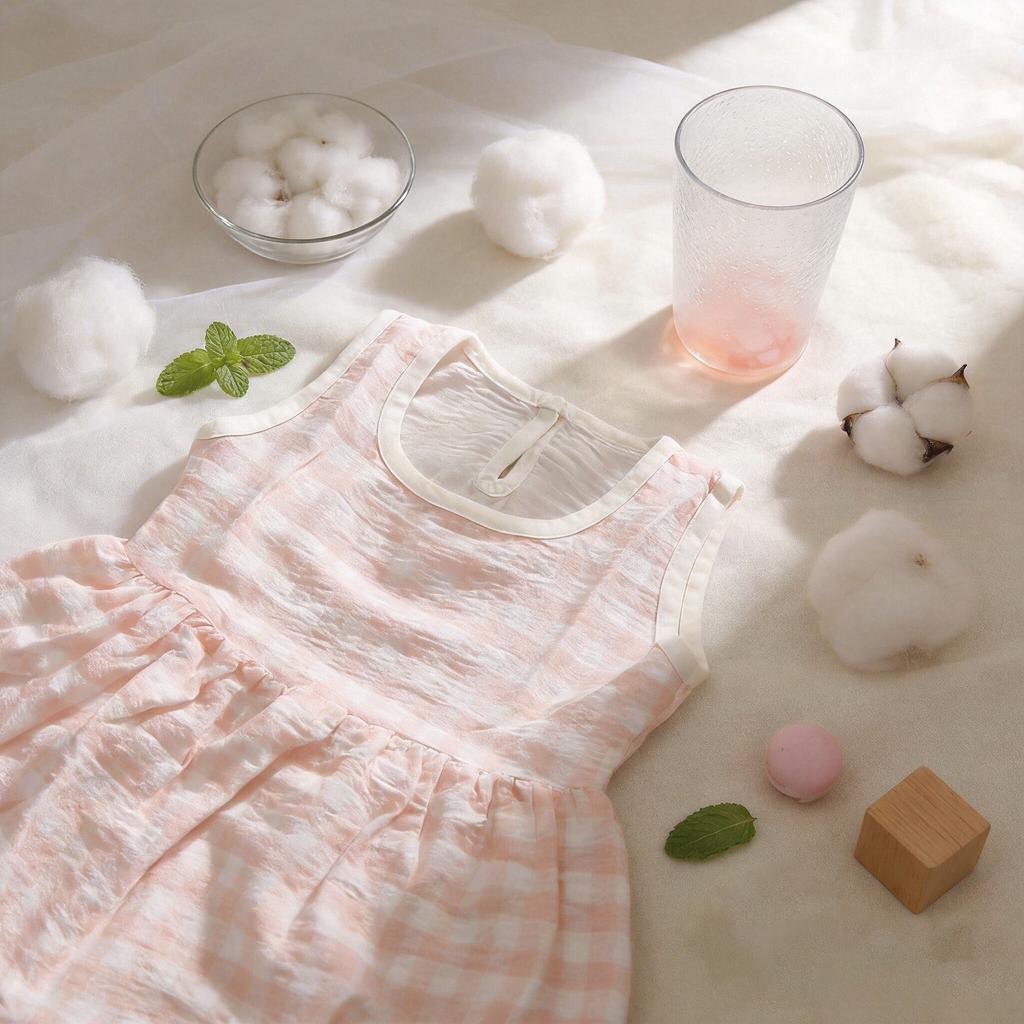 Girls Summer Sweet Plaid Dress With Lace Splice Short Sleeve Princess Skirt For Kids