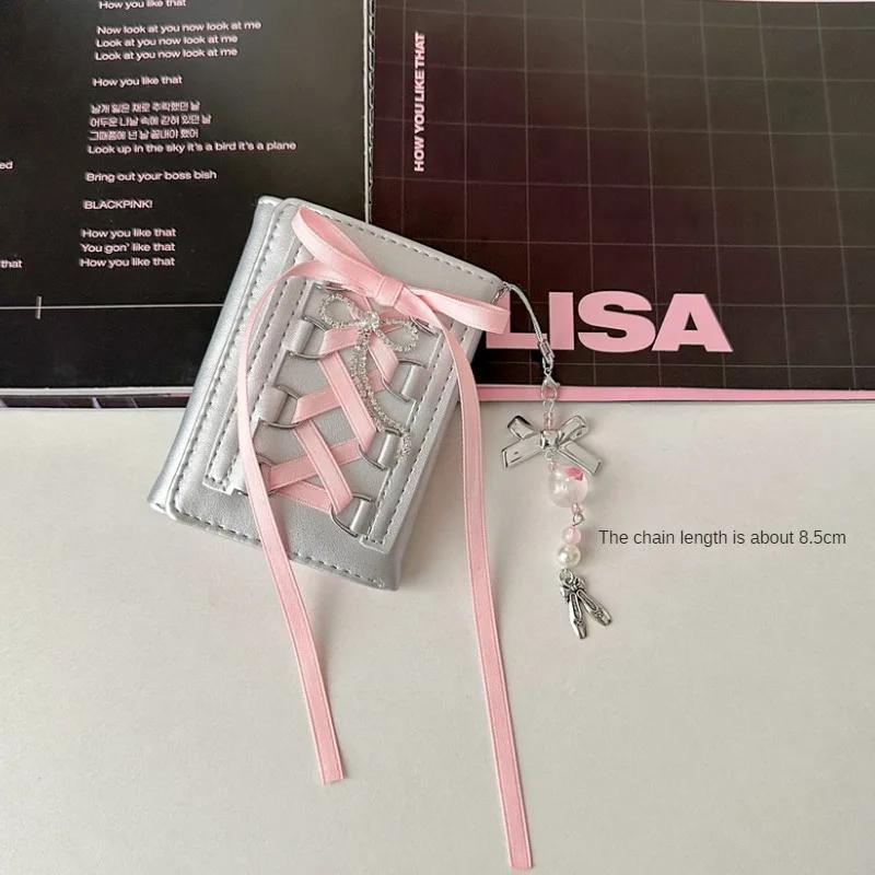 

Серебряные милые кошельки для женщин Y2k, дизайнерские оригинальные модные короткие портмоне в корейском стиле, повседневные, новые милые кошельки