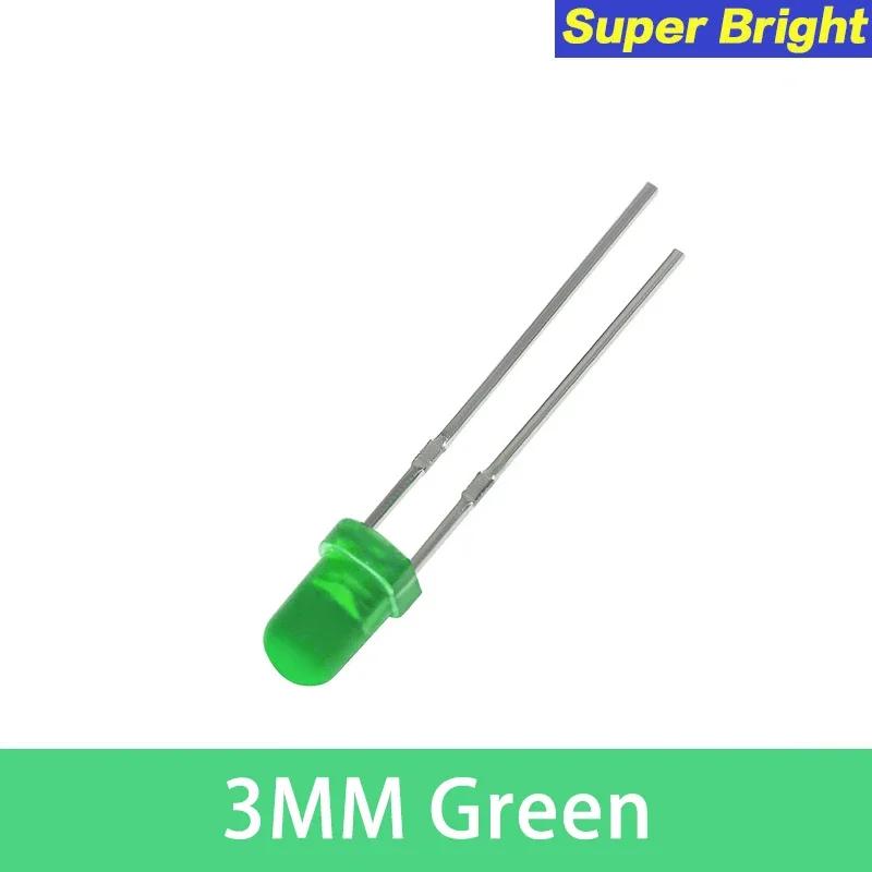50PCS 3MM LED Diode F3 Ultra Bright Bulb Lamps White Red Yellow Blue Green Light Emitting Diodes Electronic Components Diy Kit
