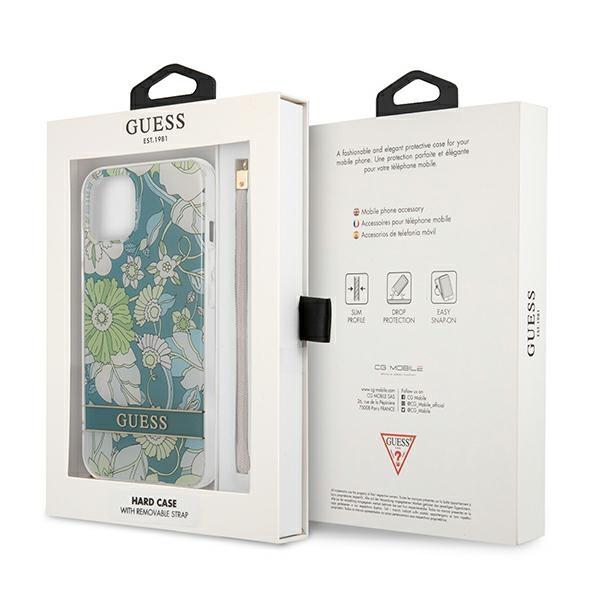 Etui do iPhone 13 mini Guess Flower Strap Zielone