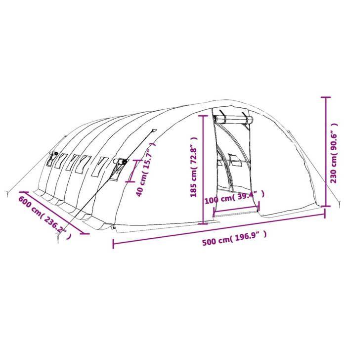 VidaXL Greenhouse with Green Steel Frame 30 M² 6x5x2.3 M, Polytunnel, Cold Frame, Tomato Greenhouse, Garden Greenhouse, 3188084
