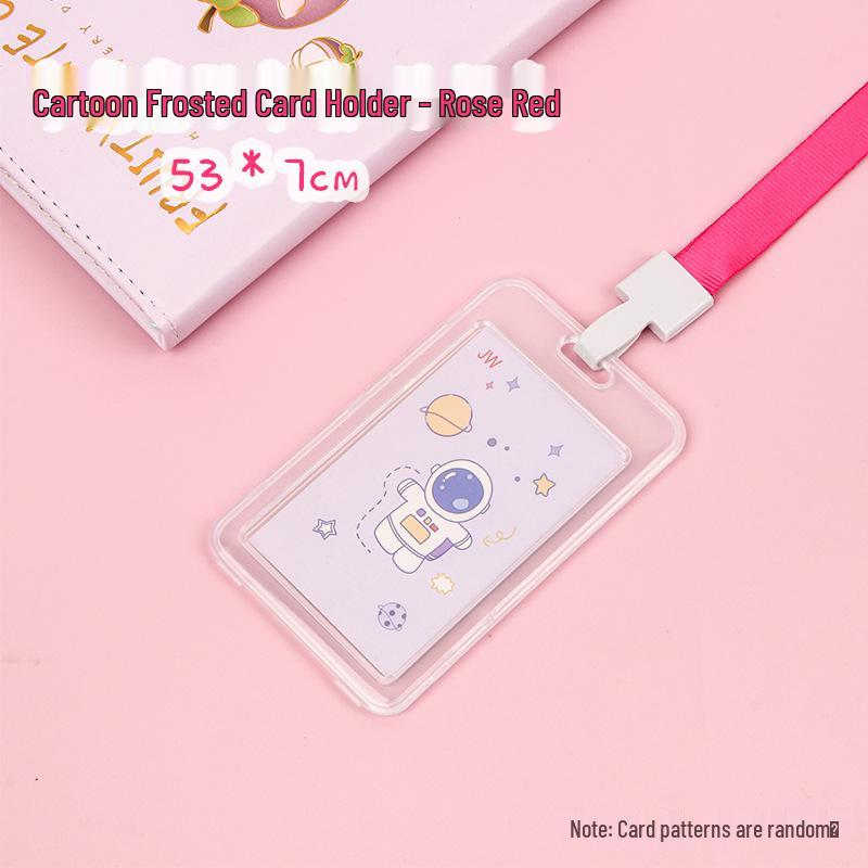 Creative Cartoon ID Card Holder with Lanyard - Cute, Transparent, and Waterproof for Students and Employees