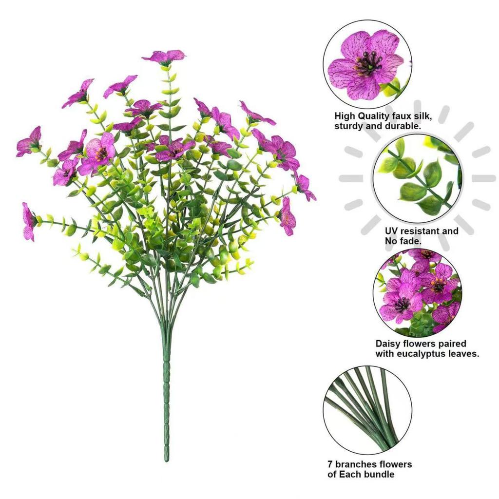 Outdoor Artificial Flowers Fake Plants Artificial Outdoor Greening Morning -UV Plastic Shrubs Decoration