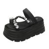 8CM Heels Chunky Slippers for Women Open Toe High Platform Crystal Sandals Woman New Summer Thick Bottom Beach Bead Flip Flops