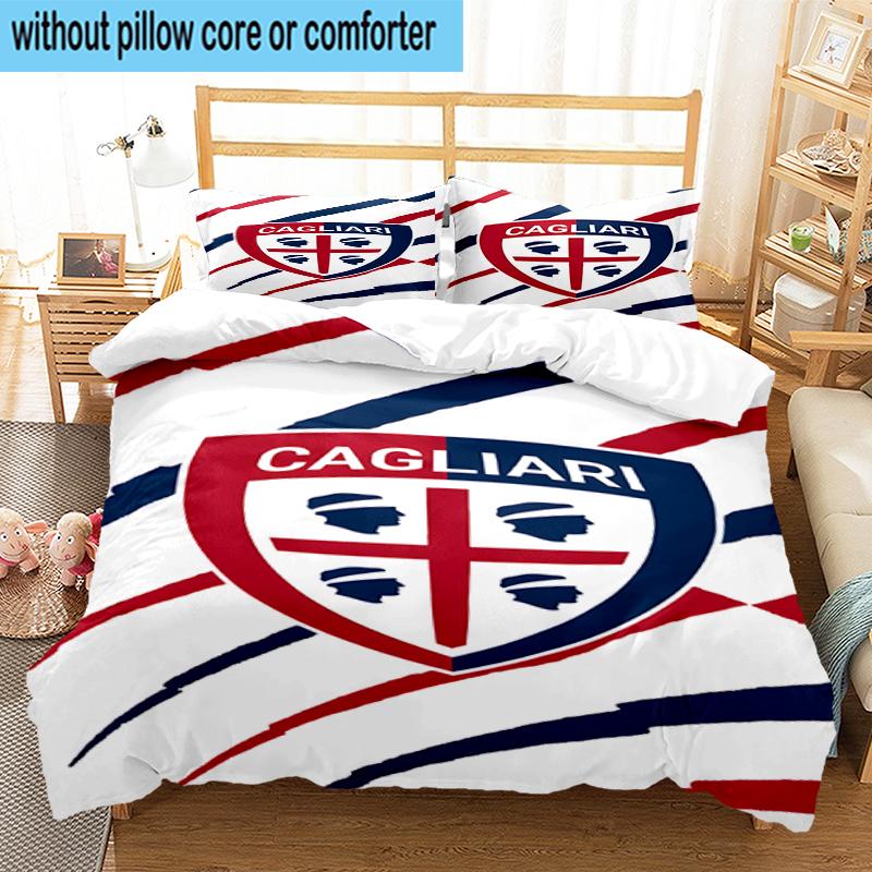 3PCS Football Cagliari Design Bedding Set,Including 1pc Duvet Cover And 2pcs Pillowcases Perfect for Bedroom, Dormitory, Fan Christmas gift