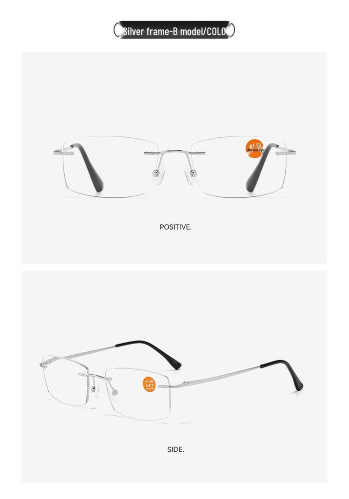 Ultra-Light Frameless HD Reading Glasses with Anti-Blue Light for Middle-Aged & Elderly