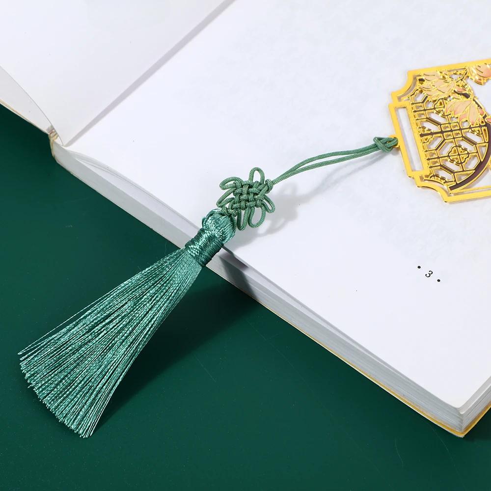 Chinese Style Cat Brass Bookmark Tassel Pendant Book Clip Metal Pagination Mark Student Gift Stationery School Office Supplies