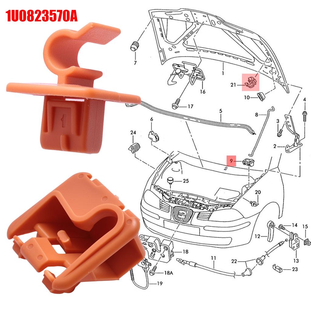 Car Hood Bonnet Rod Clip Retainer 1U0823570A Support Rod Fastener For Skoda Fabia Octavia MK2 2004-2013